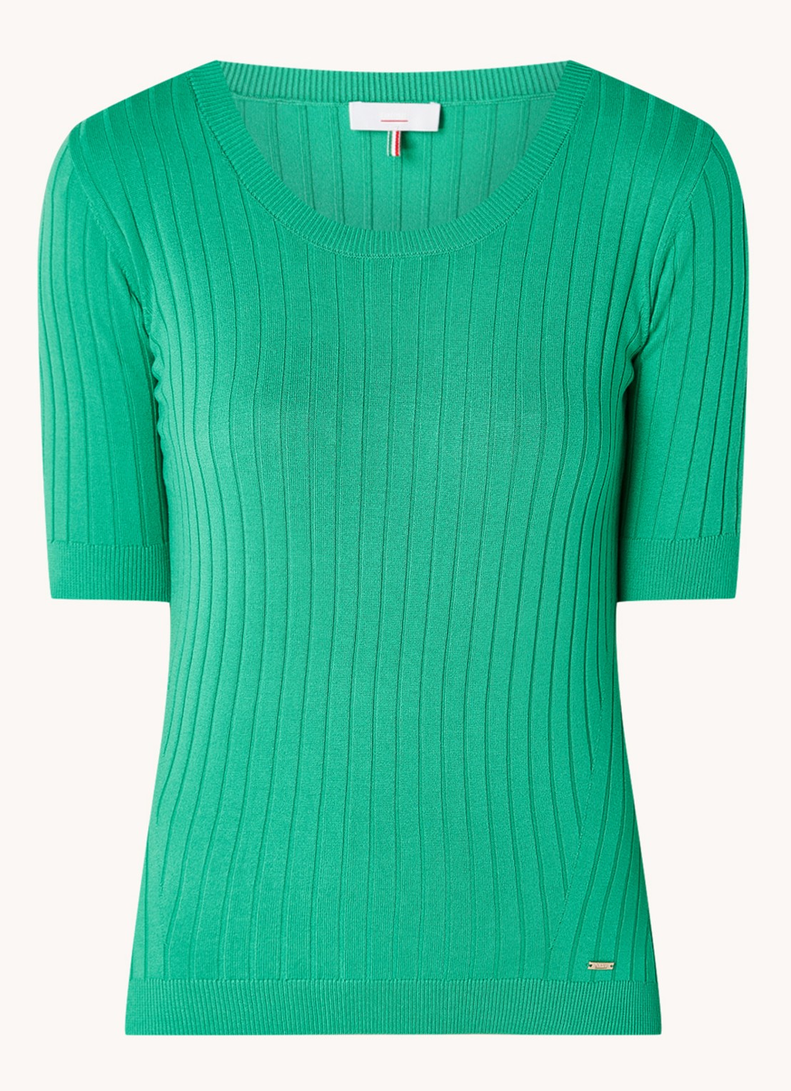 CINQUE Cigiulia top met ribstructuur - voorkant 2 neongroen