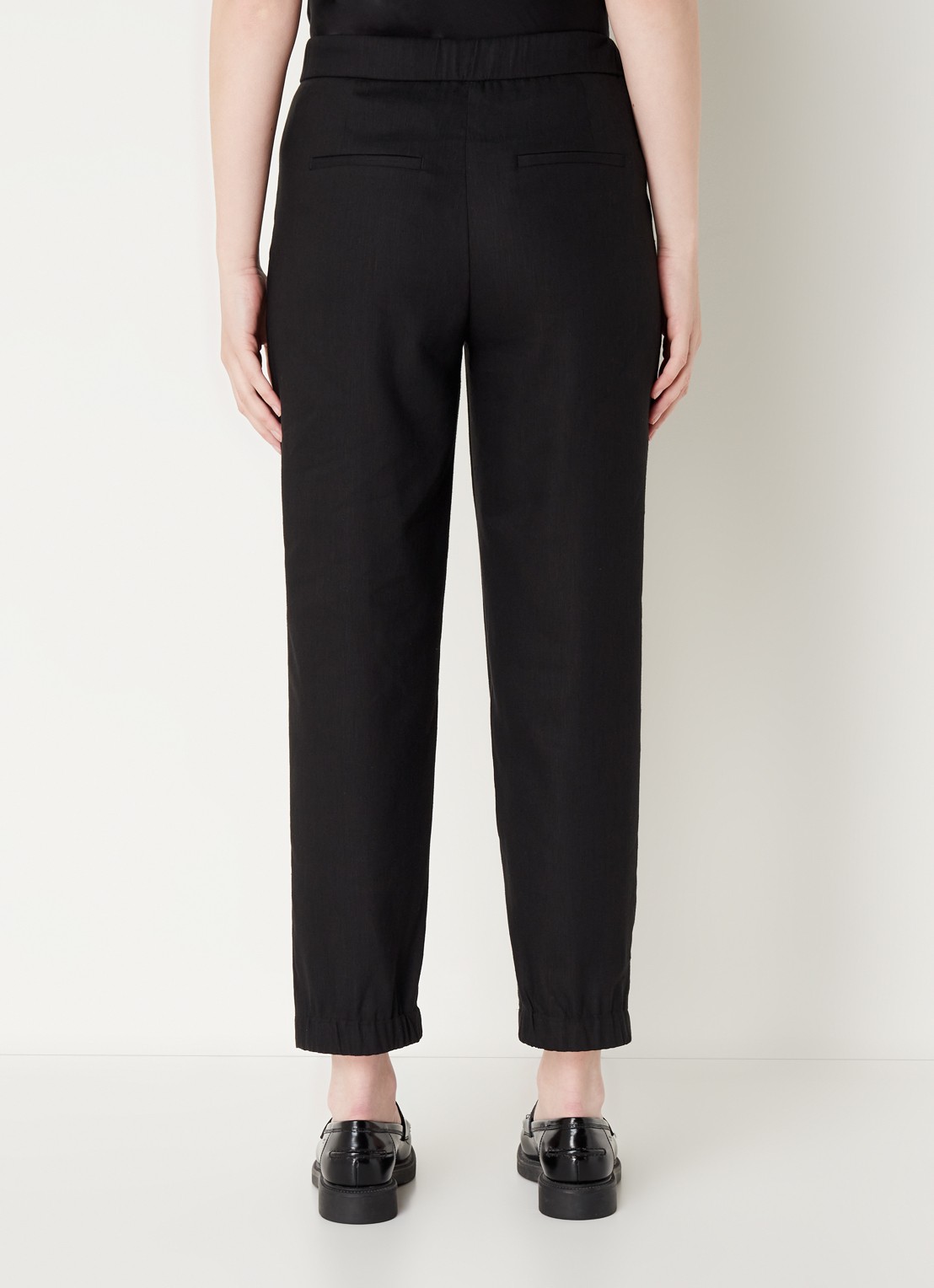 CINQUE Cihenrico high waist tapered fit pantalon in linnenblend met steekzakken  - achterkant 4 zwart