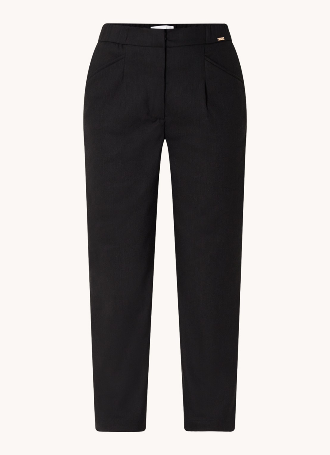 CINQUE Cihenrico high waist tapered fit pantalon in linnenblend met steekzakken  - voorkant zwart
