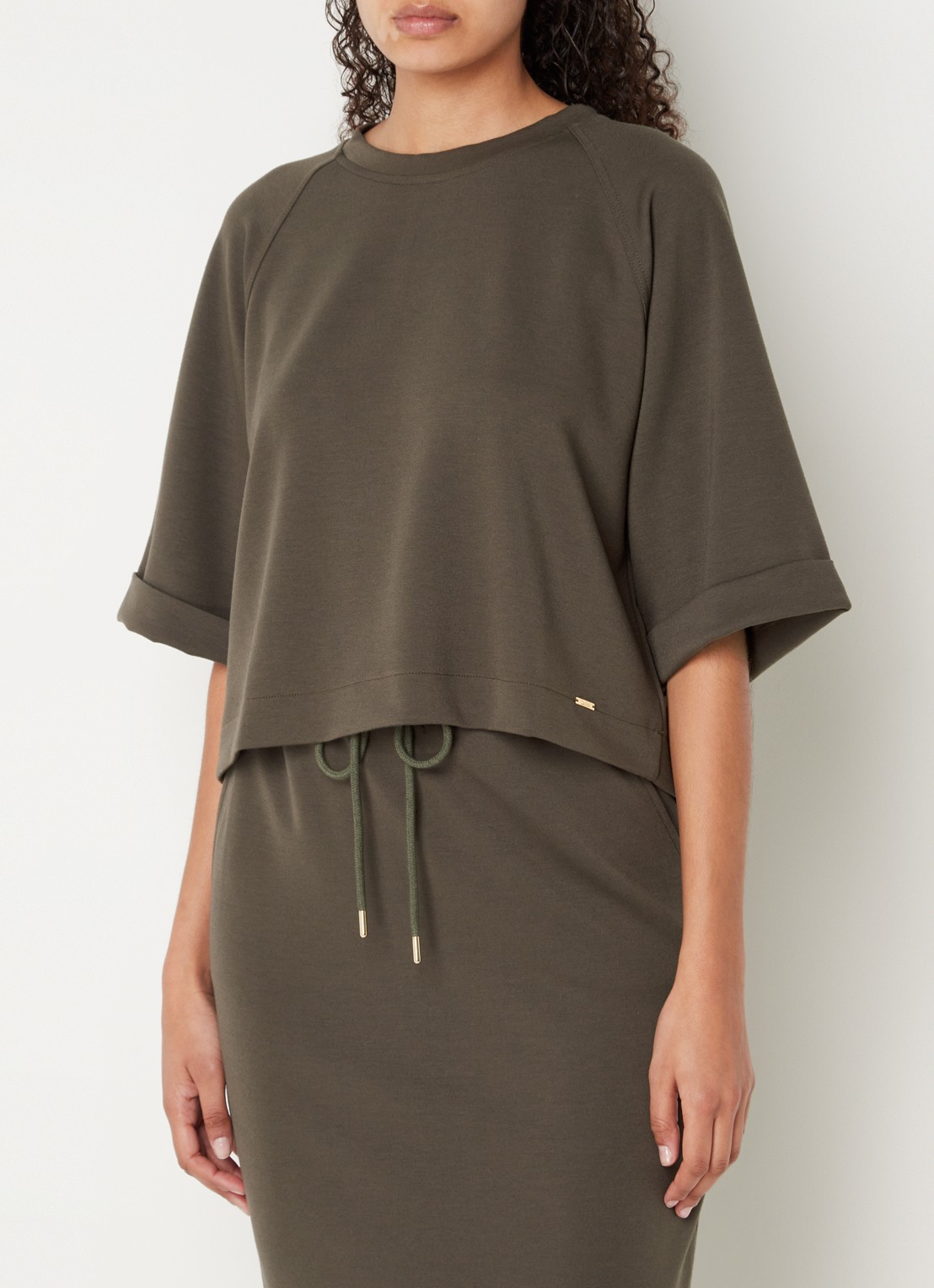 CINQUE Ciine oversized crop top van jersey met ritsdetail - detail 4 donkergrijs