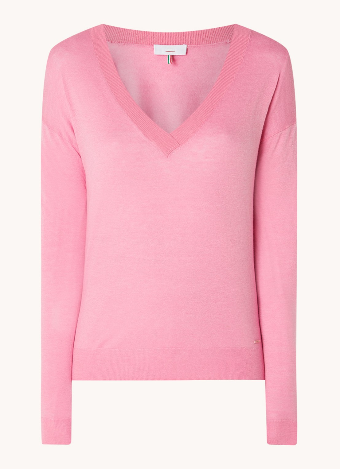 CINQUE Cijill fijngebreide pullover in kasjmierblend met V-hals  - voorkant 3 roze