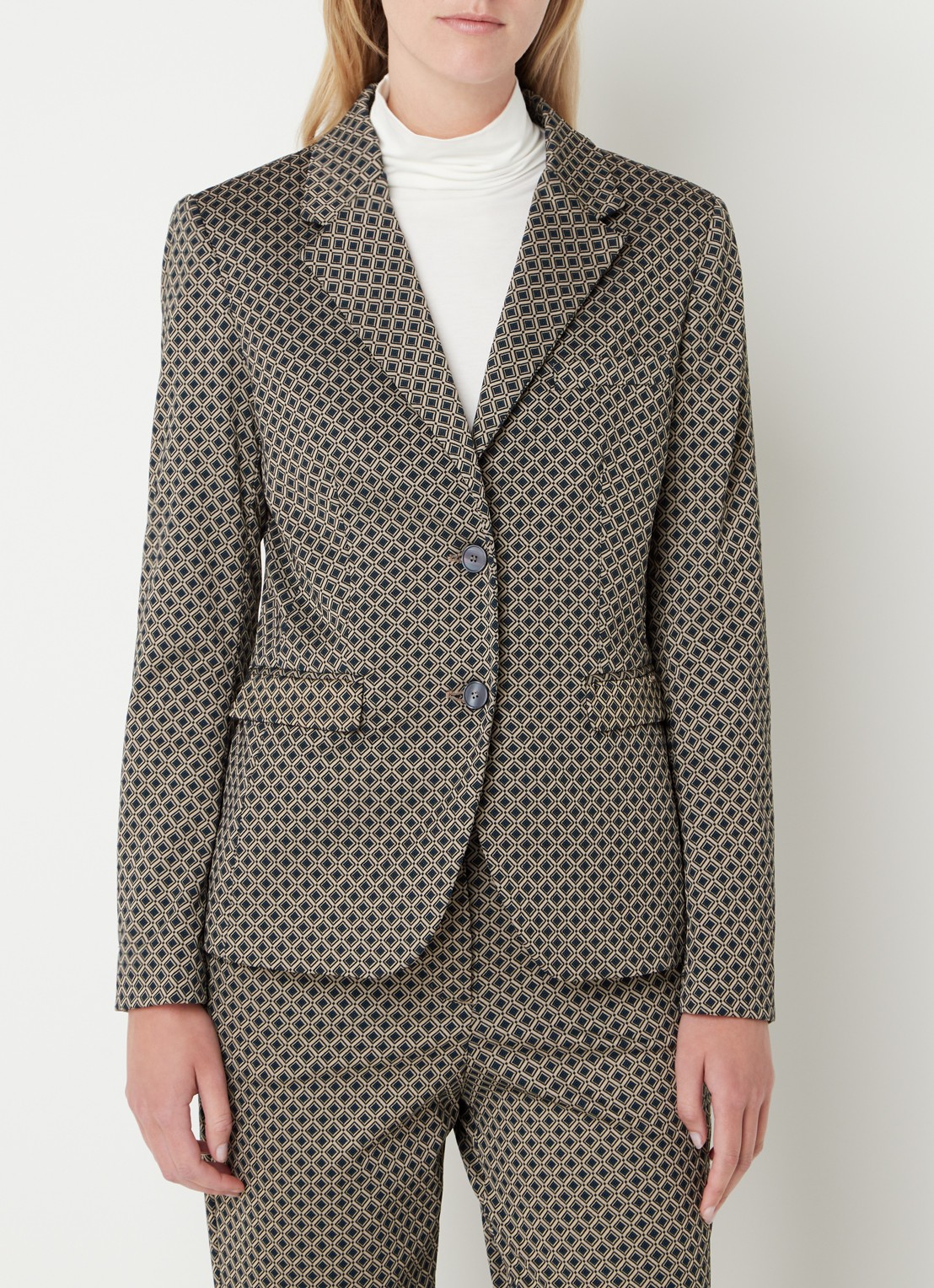 Cinque Cilarni blazer met print en schoudervulling - detail 4 donkerbeige