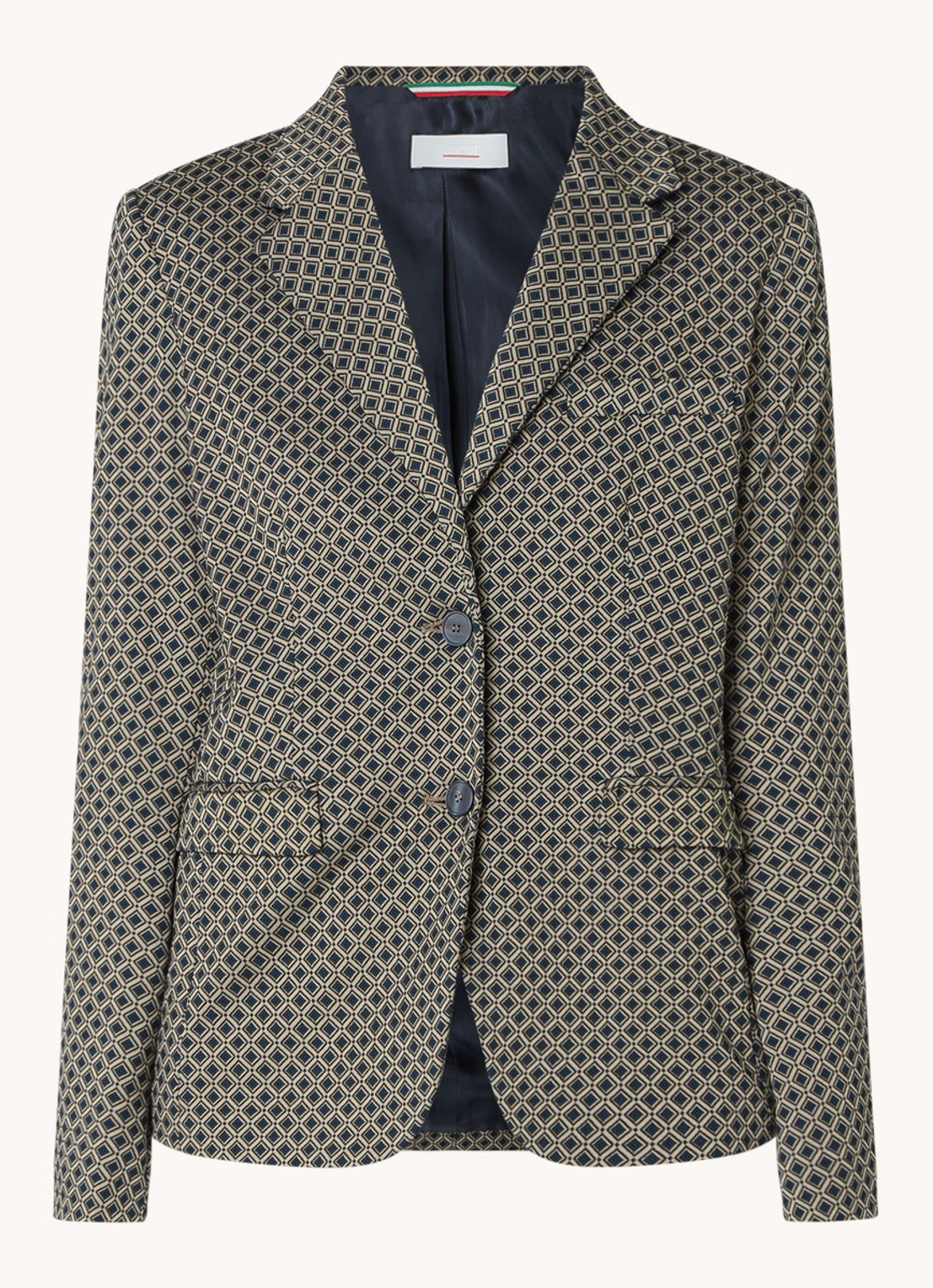 Cinque Cilarni blazer met print en schoudervulling - voorkant 2 donkerbeige