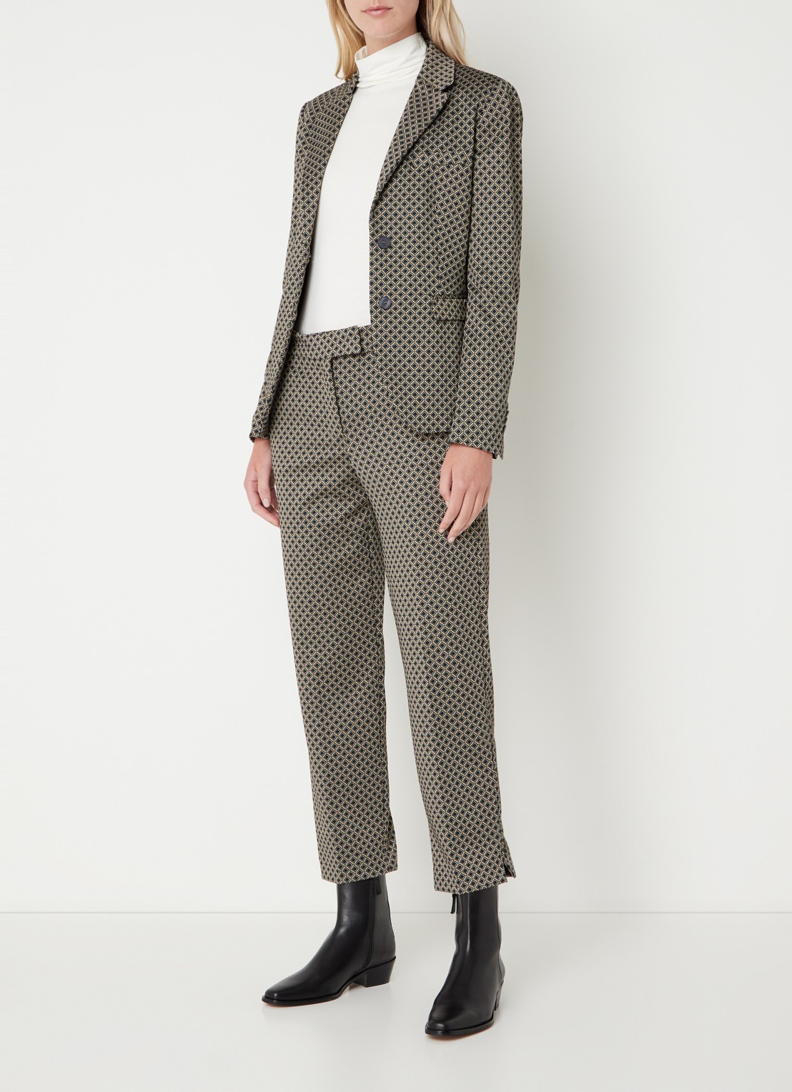 Cinque Cilarni blazer met print en schoudervulling - voorkant 3 donkerbeige