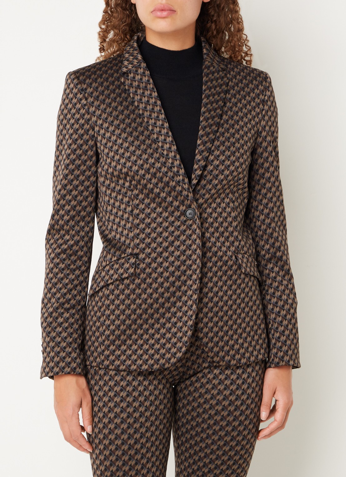 Cinque Cileon blazer met schoudervulling en print - detail 2 bruin
