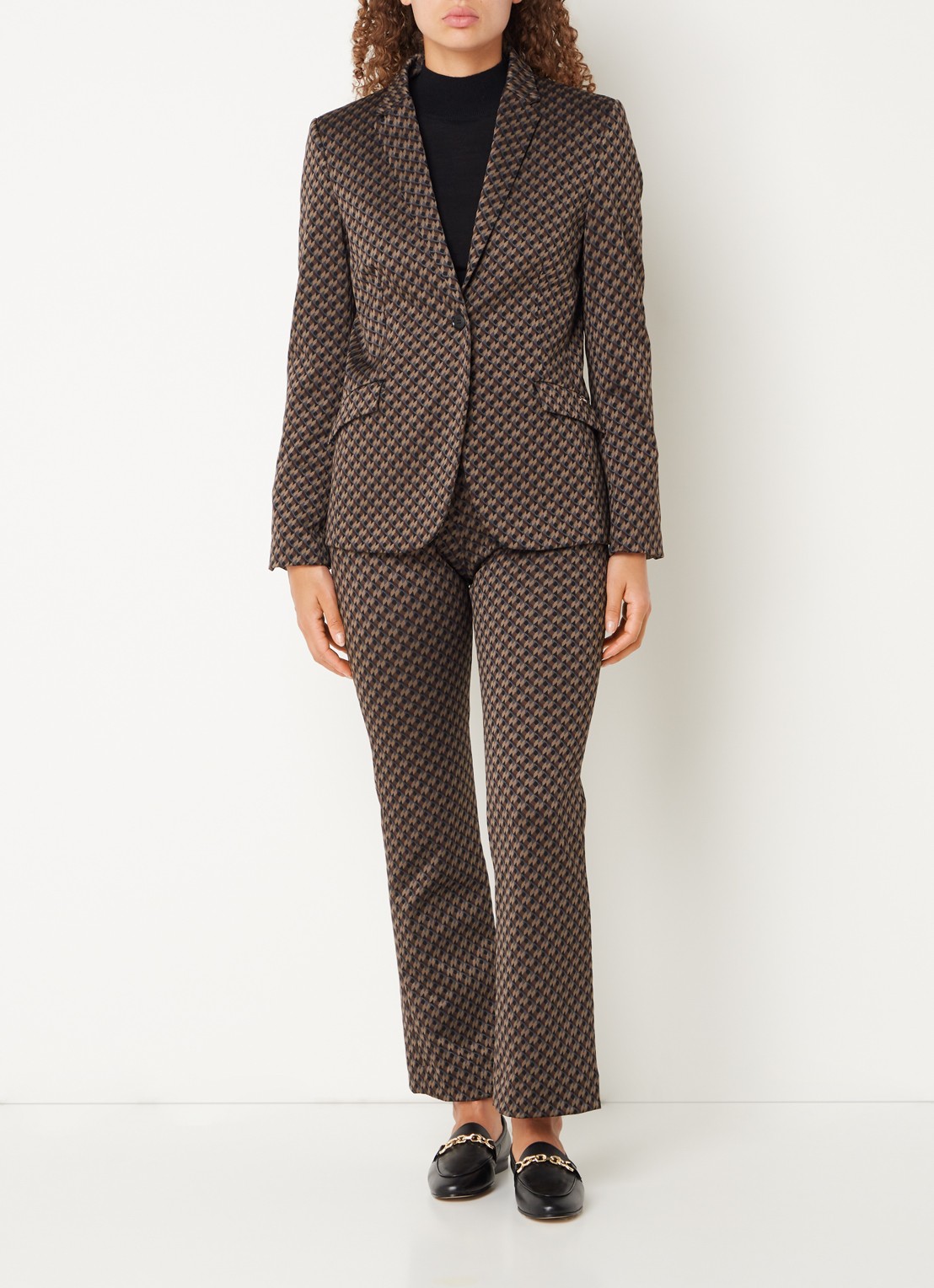 Cinque Cileon blazer met schoudervulling en print - voorkant 4 bruin