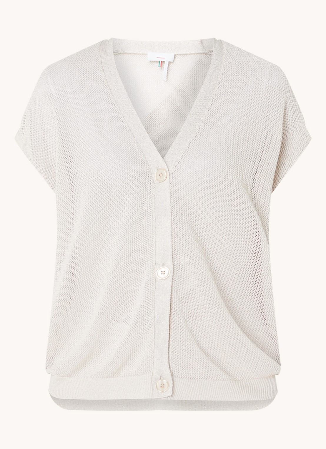 CINQUE Cilulo grofgebreid vest met lurex - voorkant donkerbeige