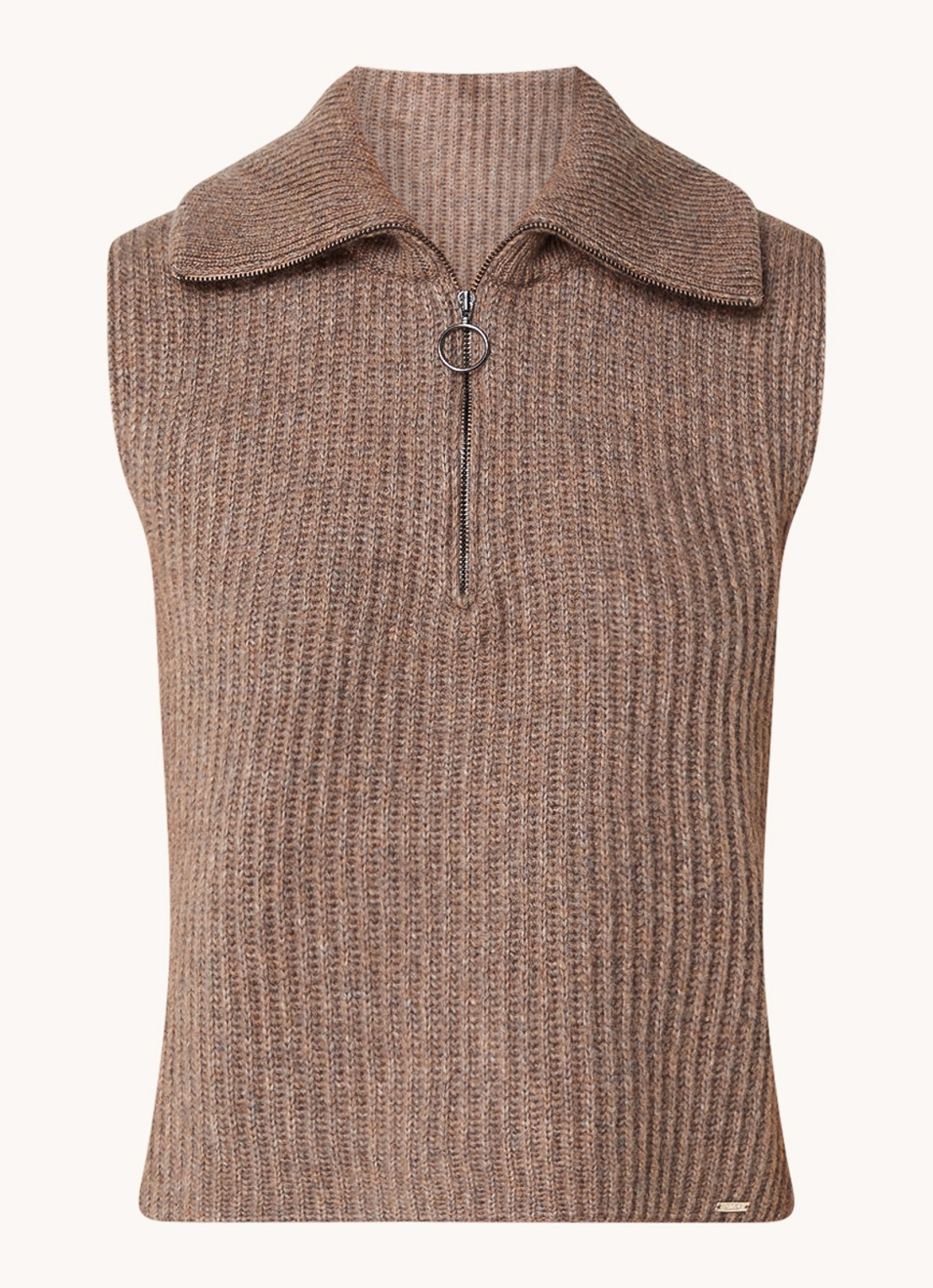 Cinque Cimola fijngebreide spencer in merino wolblend - voorkant 2 bruin