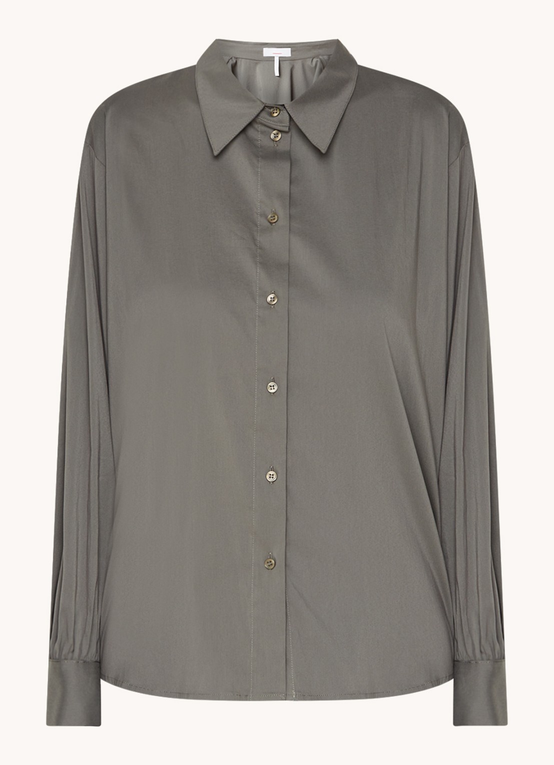 Cinque Cipalmona blouse met ballonmouw - voorkant 3 olijfgroen