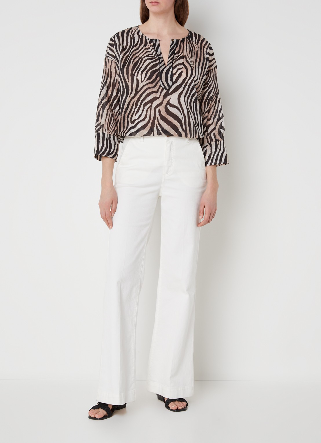 CINQUE Cipaolo semi-transparante tuniek met zebraprint - voorkant 2 zwart