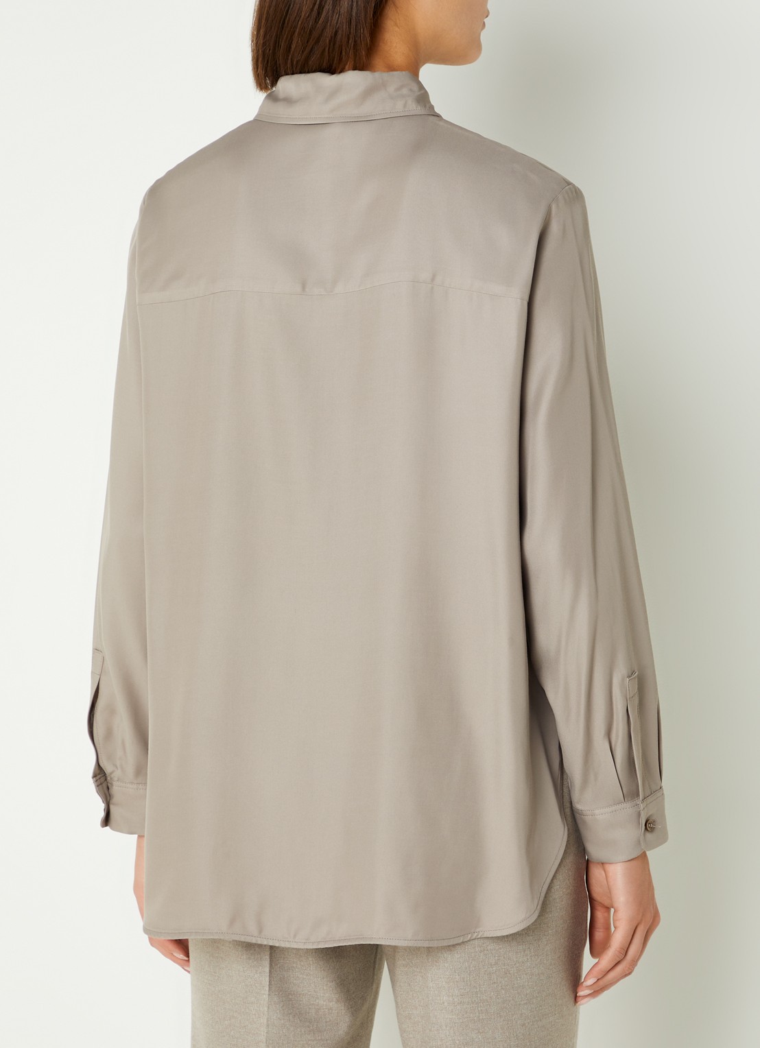 Cinque Ciparis blouse van satijn  - achterkant 4 donkerbeige