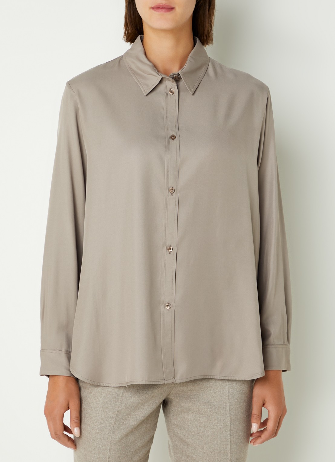 Cinque Ciparis blouse van satijn  - detail donkerbeige