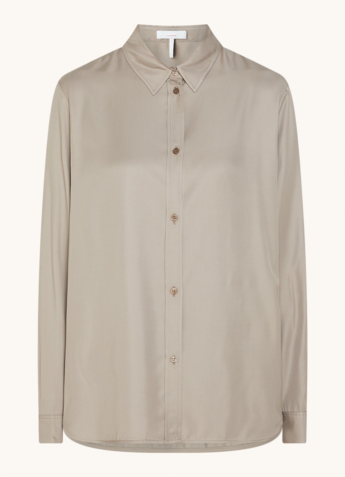Cinque Ciparis blouse van satijn  - voorkant 2 donkerbeige