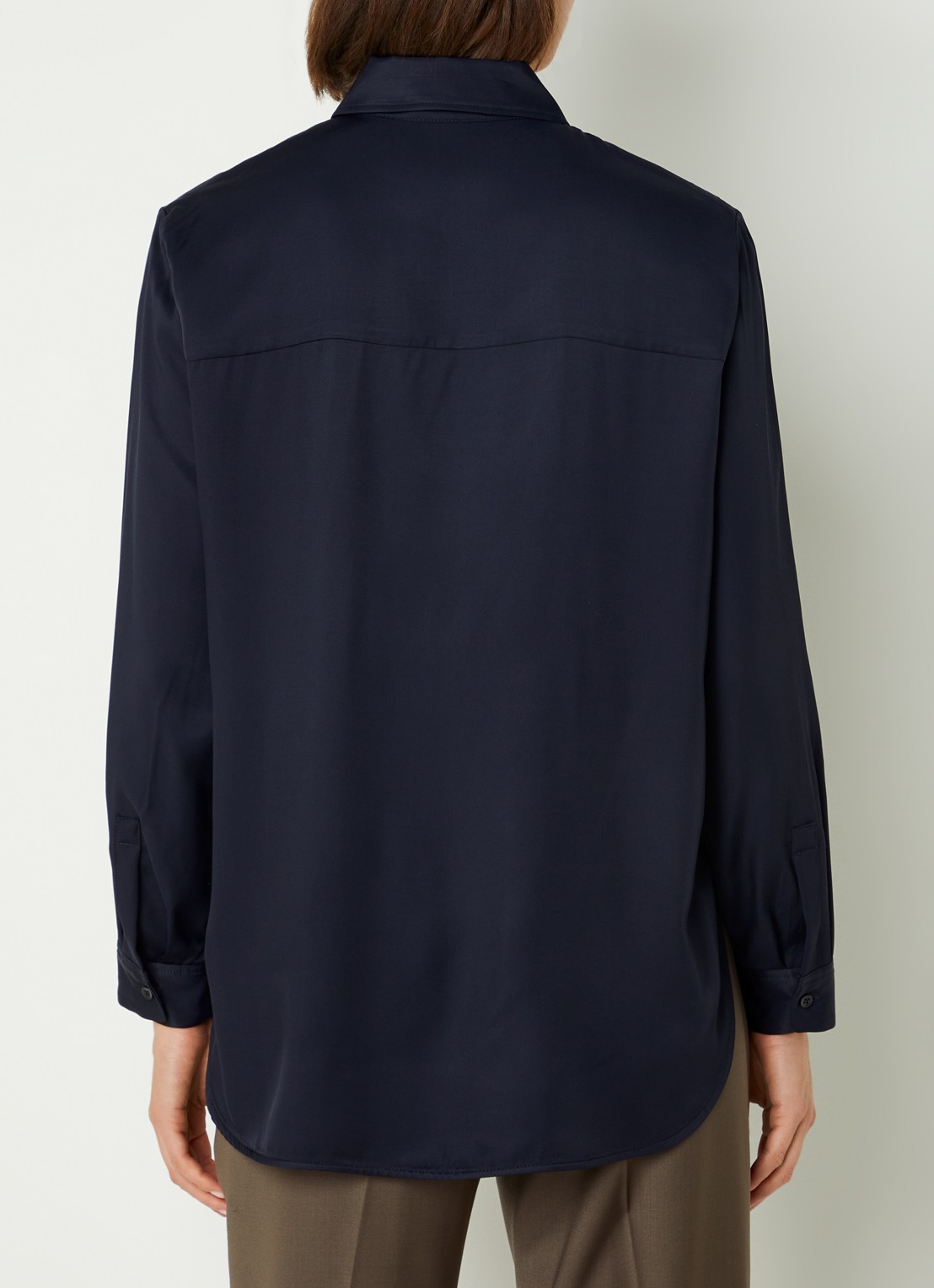 Cinque Ciparis blouse van satijn  - achterkant 4 donkerblauw