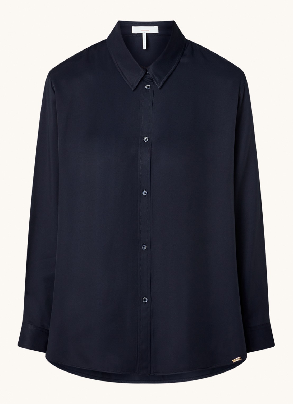 Cinque Ciparis blouse van satijn  - voorkant donkerblauw
