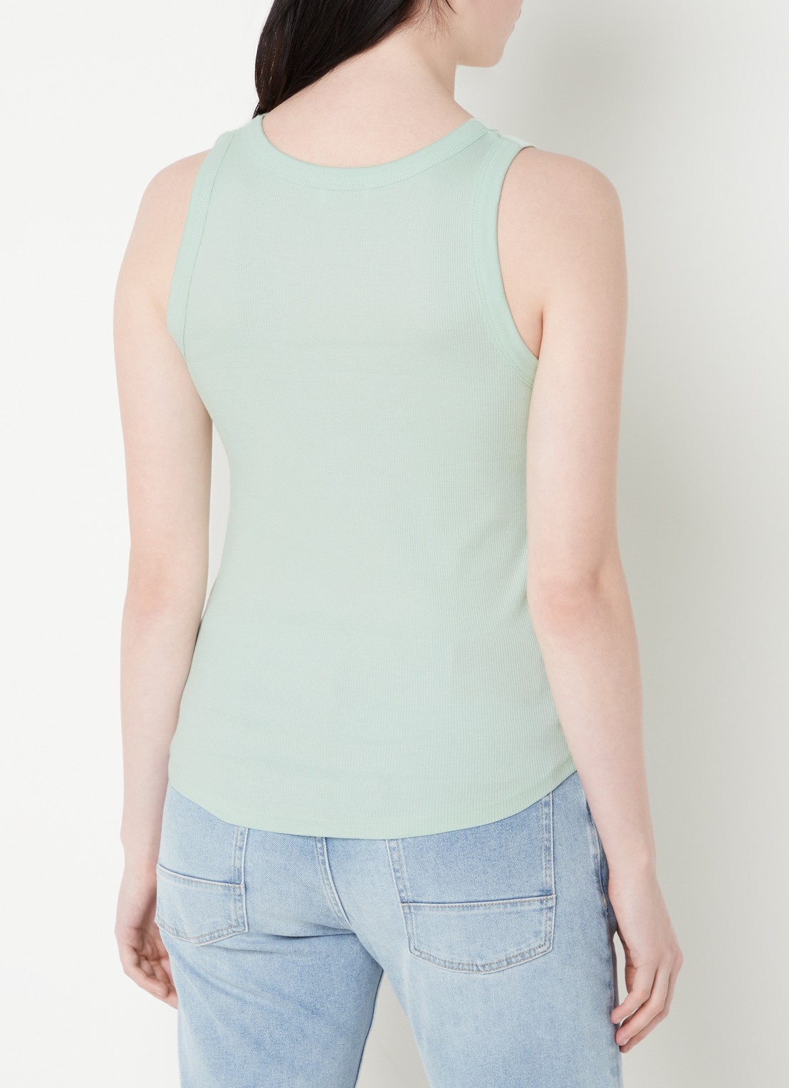 CINQUE Ciria tanktop met ribstructuur en ronde hals - achterkant mosgroen