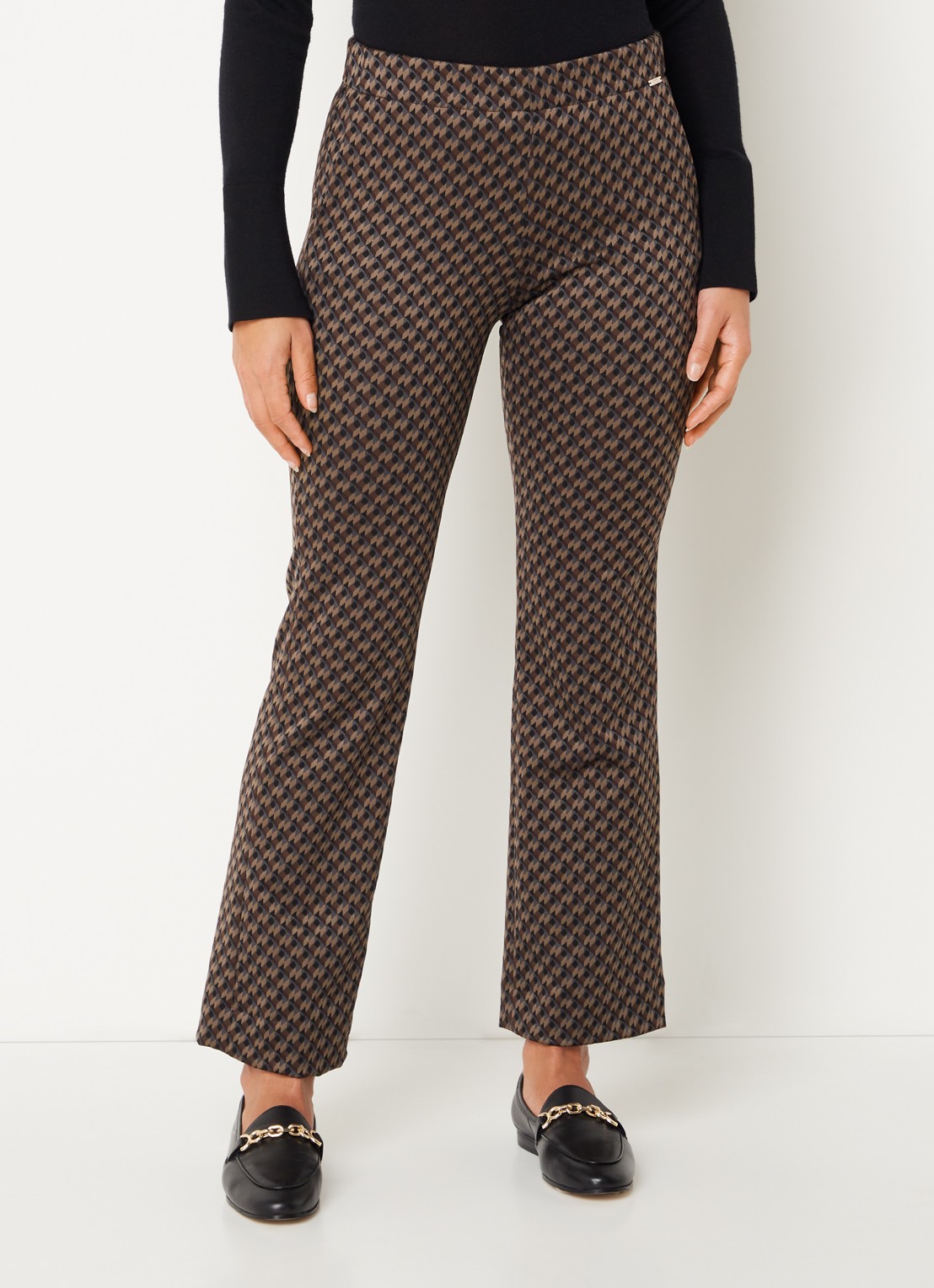 Cinque Cisilhouetta mid waist cropped flared fit broek met print - detail 4 bruin