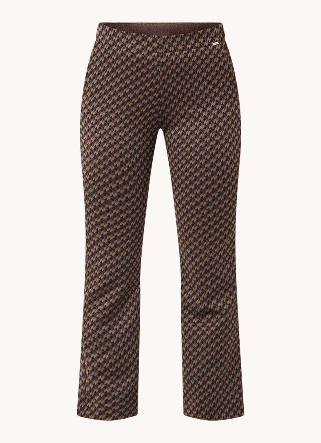 Cinque Cisilhouetta mid waist cropped flared fit broek met print - voorkant 2 bruin