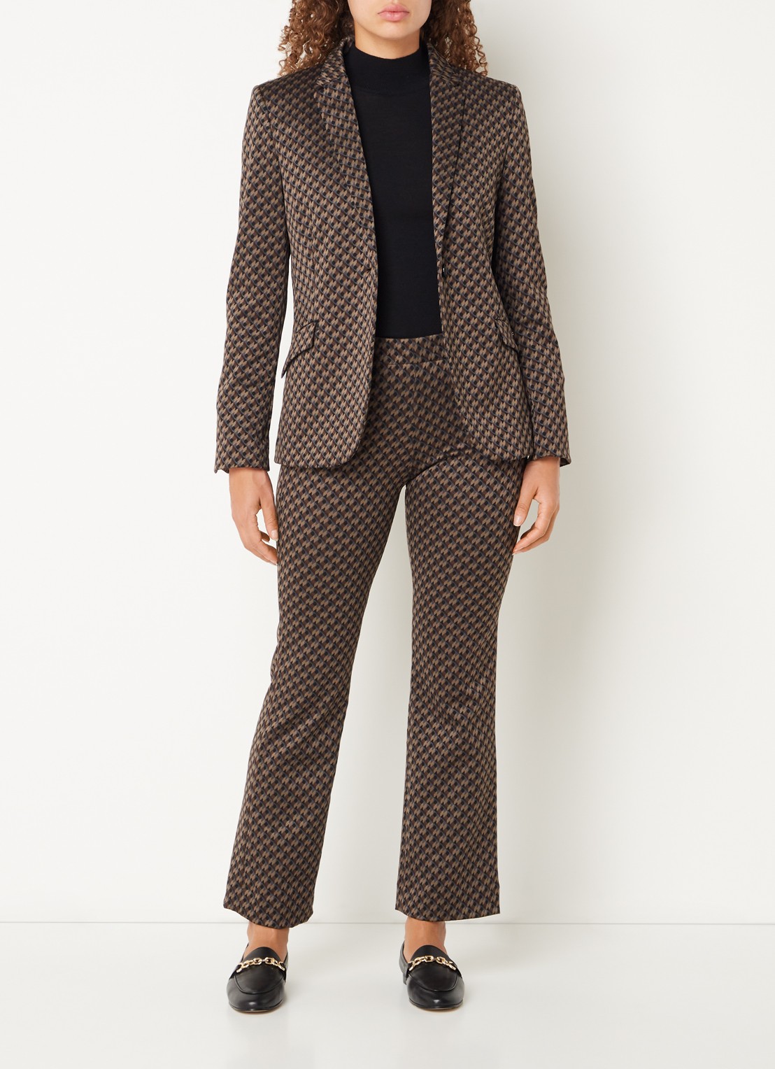 Cinque Cisilhouetta mid waist cropped flared fit broek met print - voorkant 3 bruin