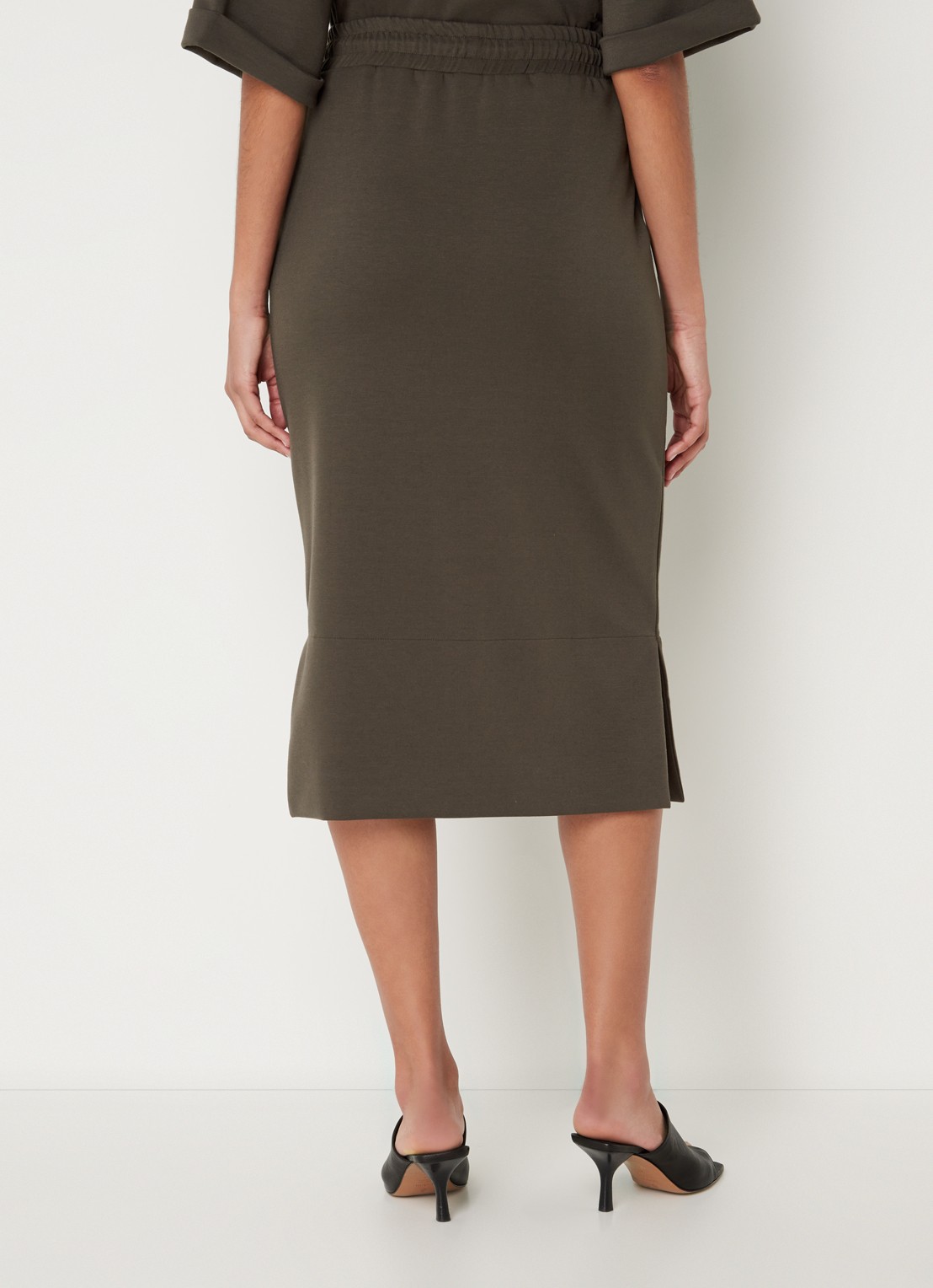 CINQUE Cisleen midi rok van jersey met trekkoord - achterkant donkergrijs