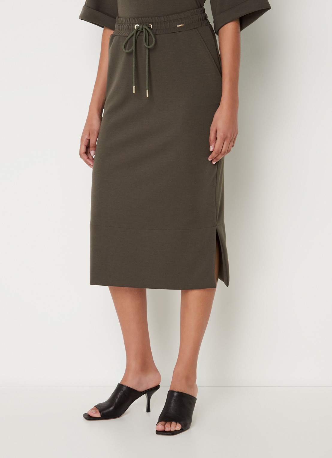 CINQUE Cisleen midi rok van jersey met trekkoord - detail 2 donkergrijs