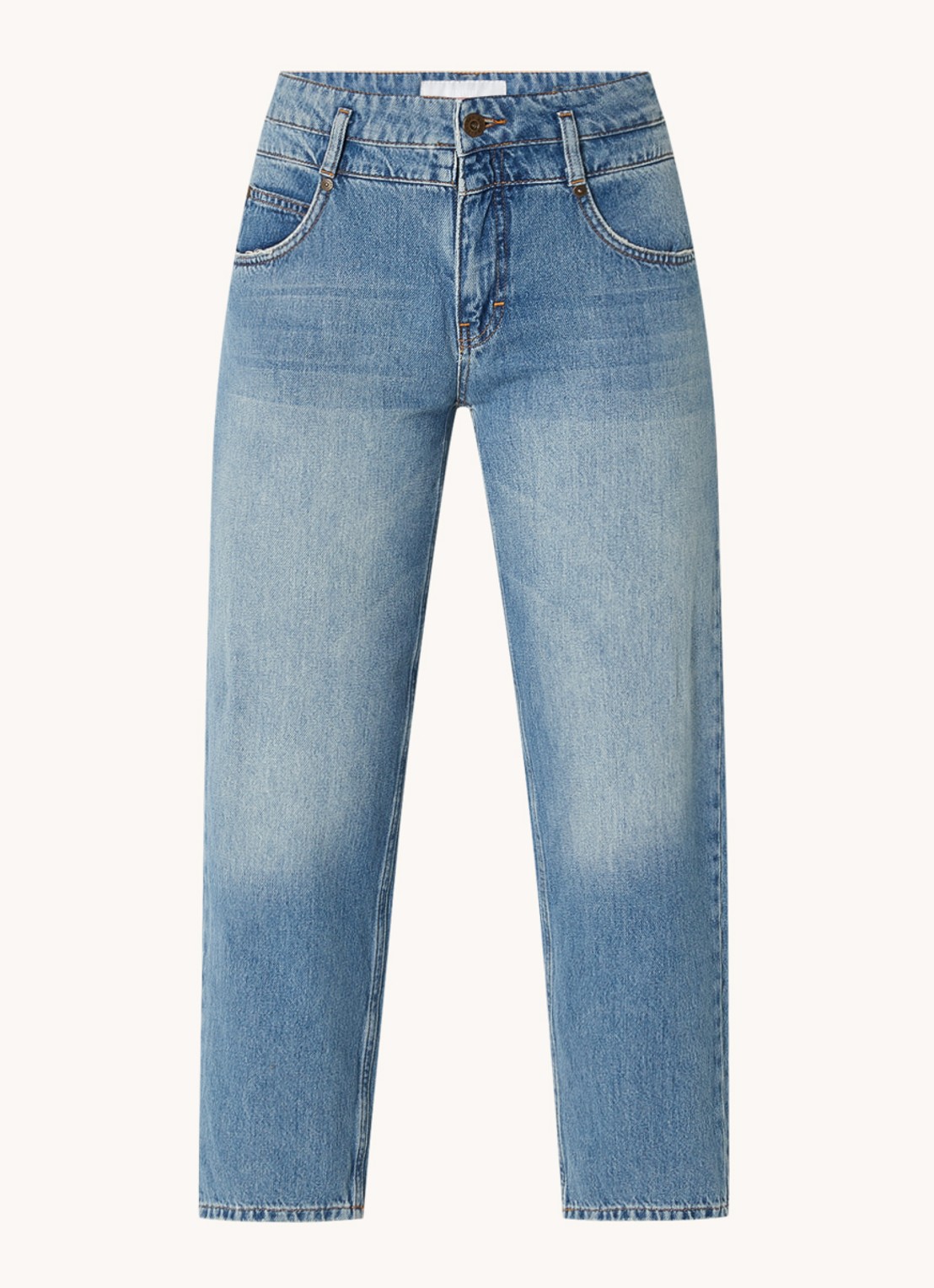 CINQUE Cisoleil mid waist cropped tapered fit jeans met medium wassing - voorkant 2 blauw