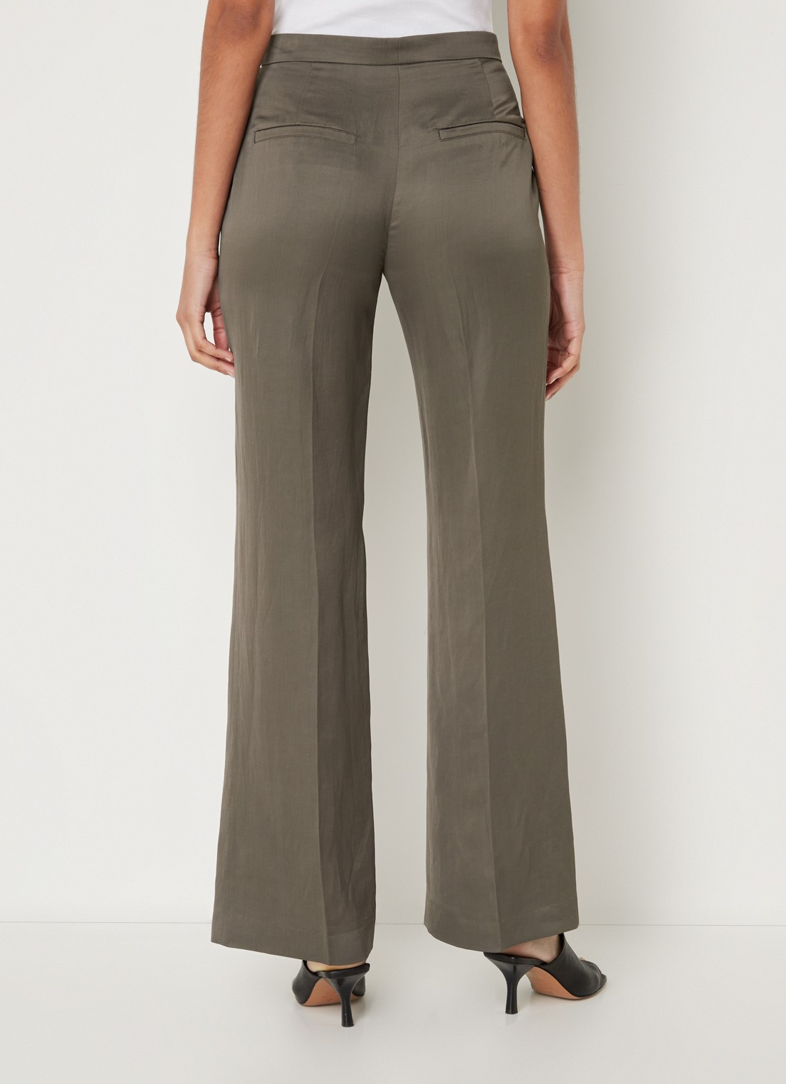 CINQUE Cisong high waist wide fit pantalon in linnenblend - achterkant donkergrijs