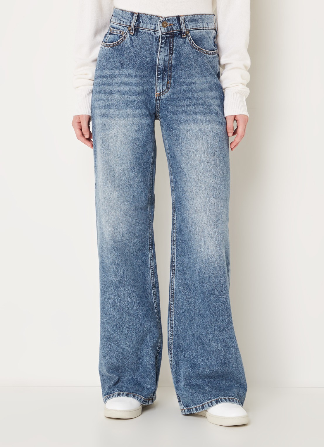 Cinque Cistage high waist wide leg jeans met verwassen afwerking - detail 4 indigo
