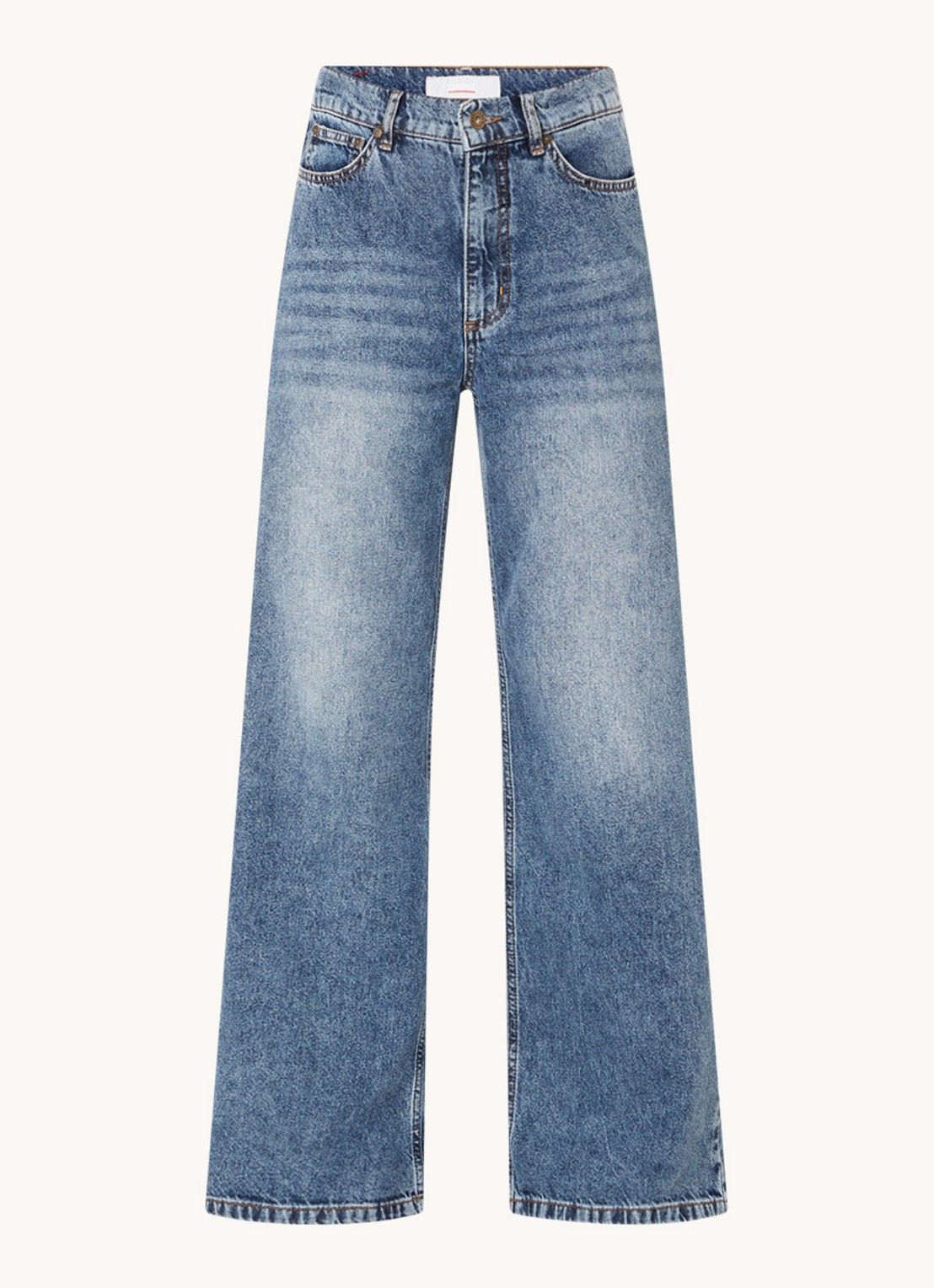 Cinque Cistage high waist wide leg jeans met verwassen afwerking - voorkant indigo