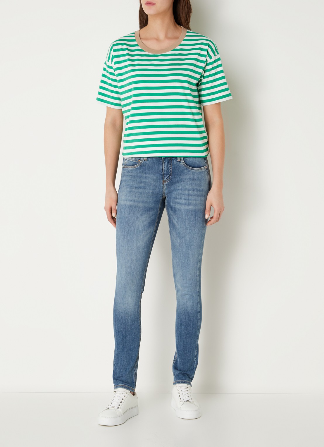 CINQUE Cisun mid waist skinny jeans in gekleurde wassing  - voorkant 3 indigo