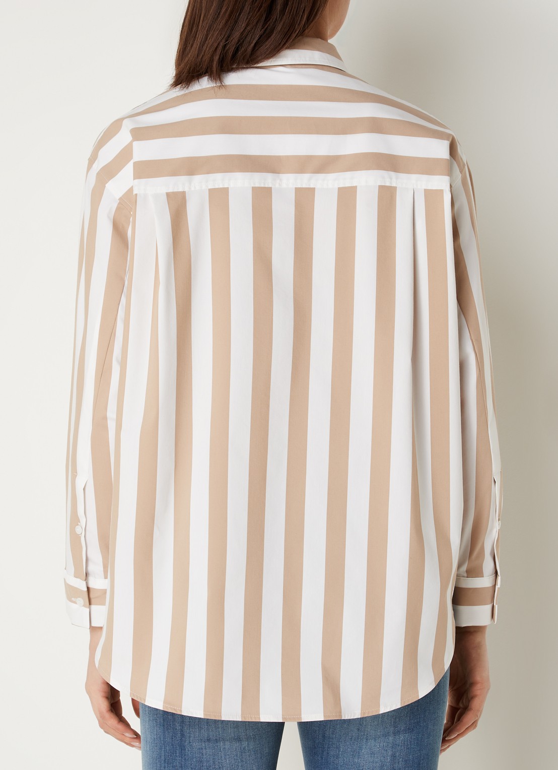 CINQUE Citarina blouse met streepprint  - achterkant 4 zand
