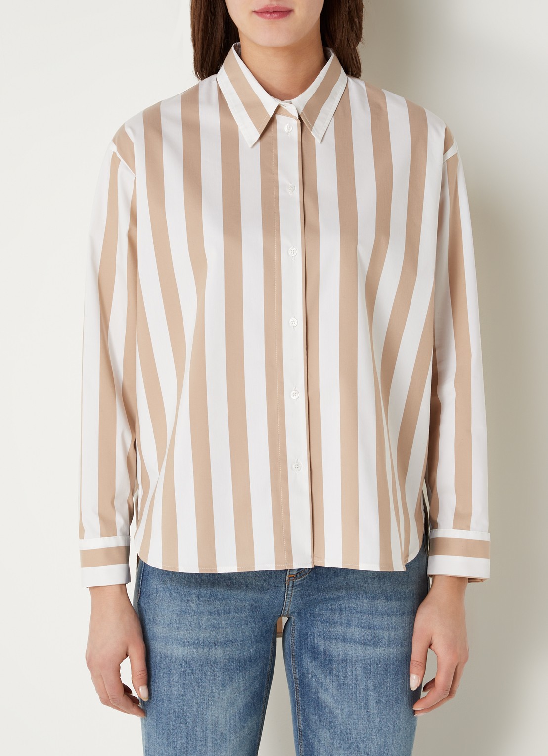 CINQUE Citarina blouse met streepprint  - detail 3 zand