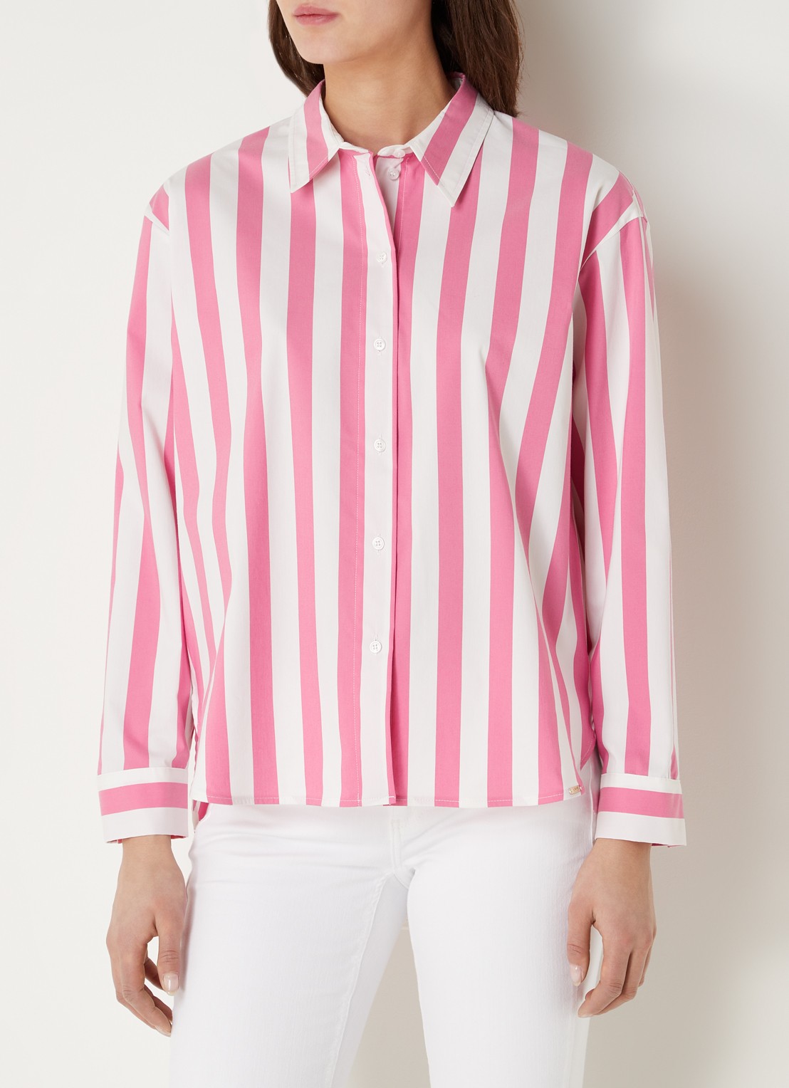 CINQUE Citarina blouse met streepprint  - detail roze