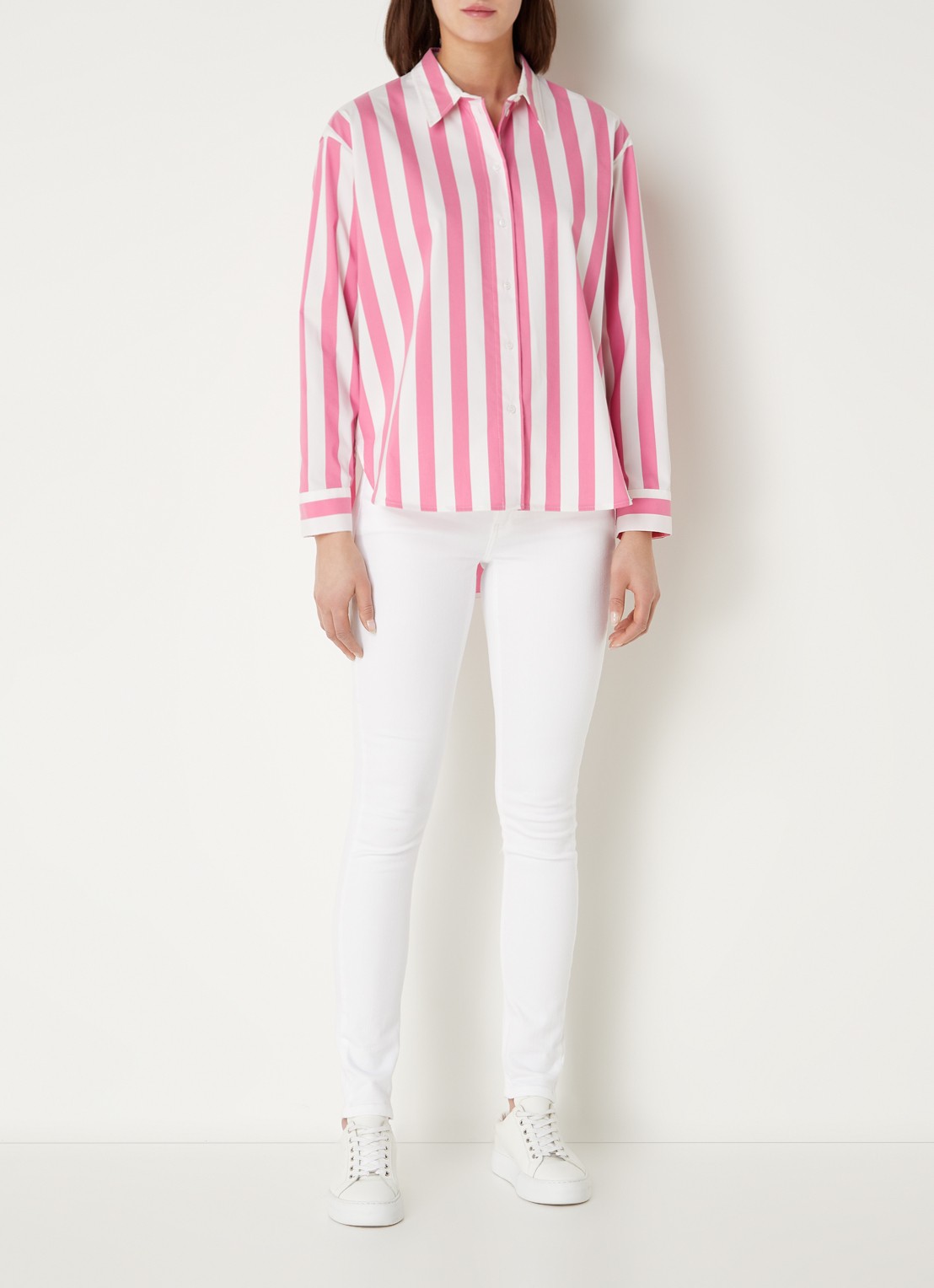 CINQUE Citarina blouse met streepprint  - voorkant 4 roze