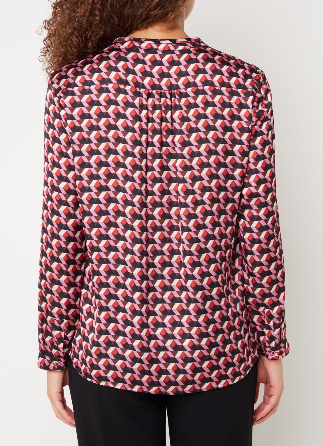 Cinque Citaube tuniek van satijn met grafische print  - achterkant roze