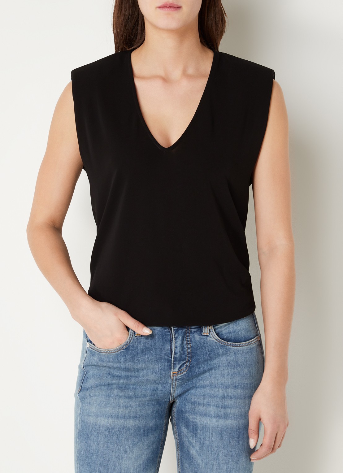 CINQUE Citever mouwloze top met schoudervulling - detail zwart