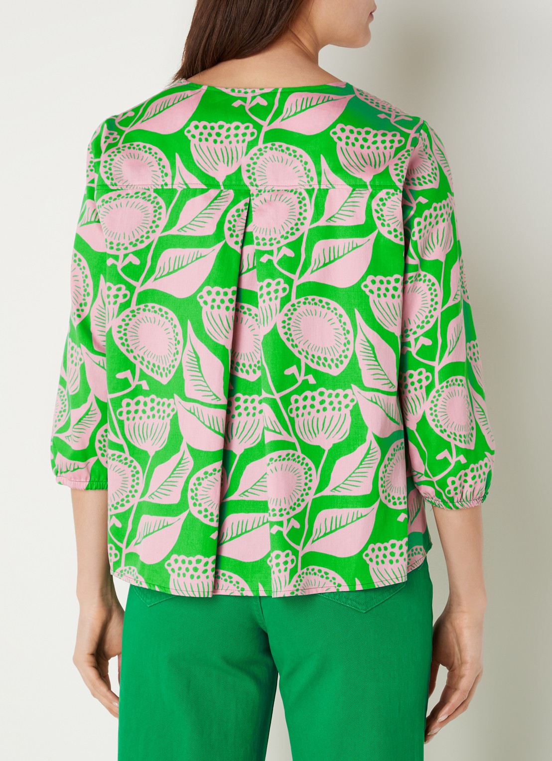 CINQUE Cithalo tuniek van  katoen met bloemenprint - achterkant groen