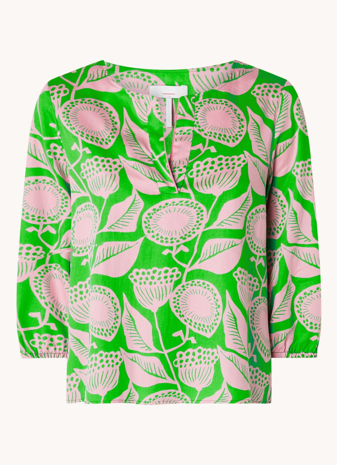CINQUE Cithalo tuniek van  katoen met bloemenprint - voorkant 3 groen