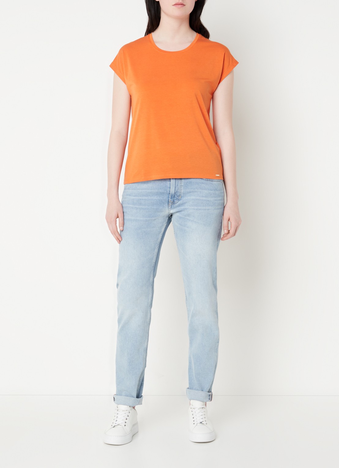 CINQUE Citwist T-shirt  - voorkant 3 oranje