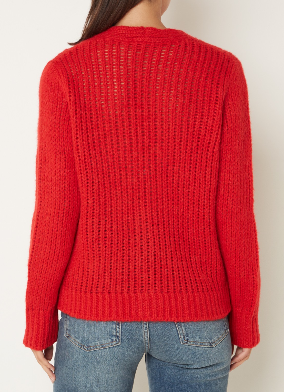 Cinque Civivian grofgebreid vest in alpaca wolblend - achterkant 4 rood