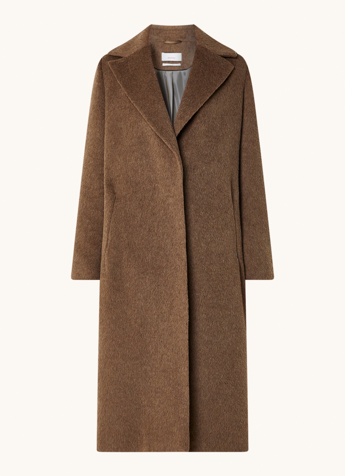 Cinque Cizuriga mantel in alpaca wolblend met steekzakken  - voorkant 2 lichtbruin