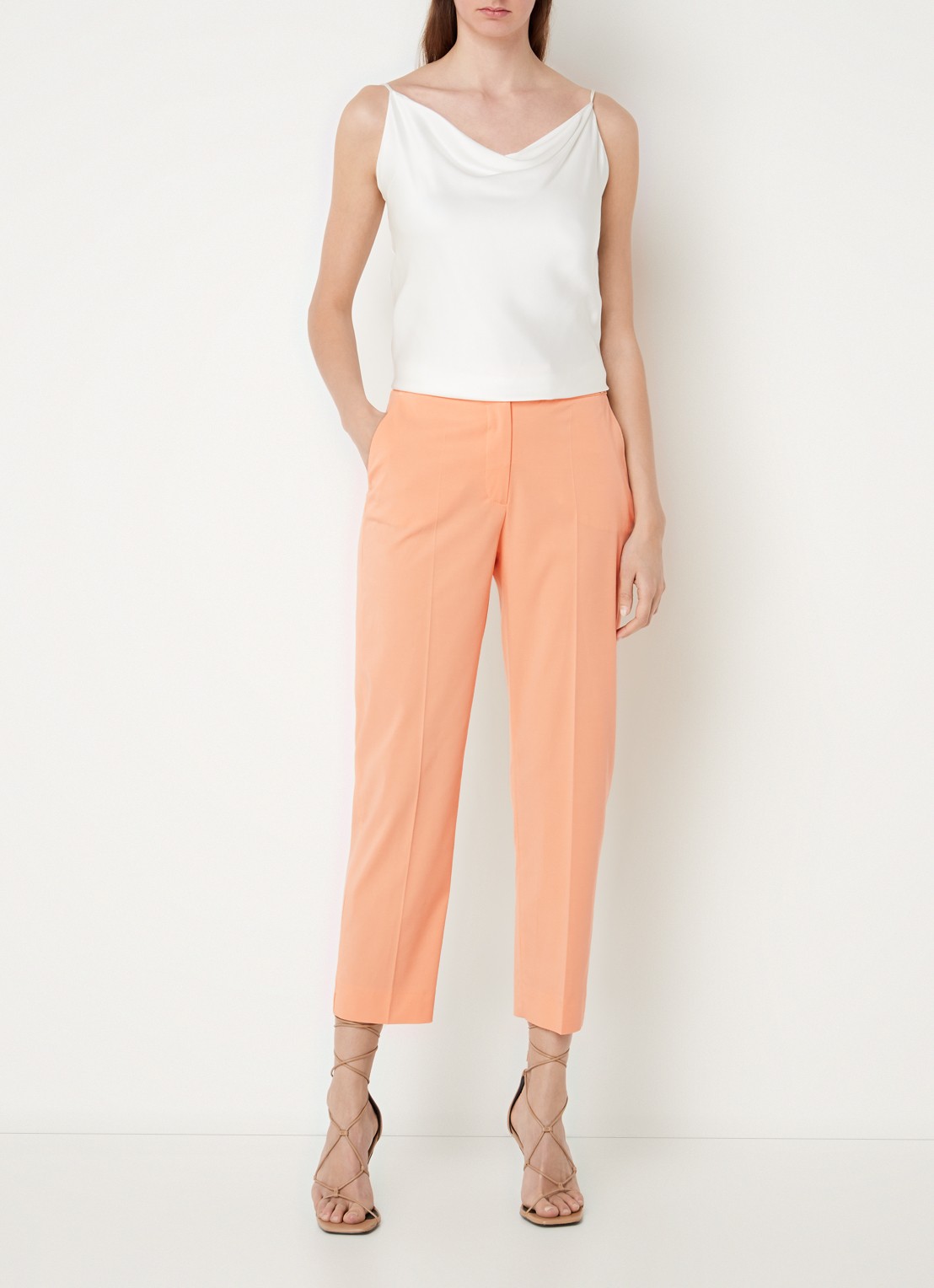 CINQUE Hennes high waist tapered fit pantalon met steekzakken - voorkant 4 lichtoranje