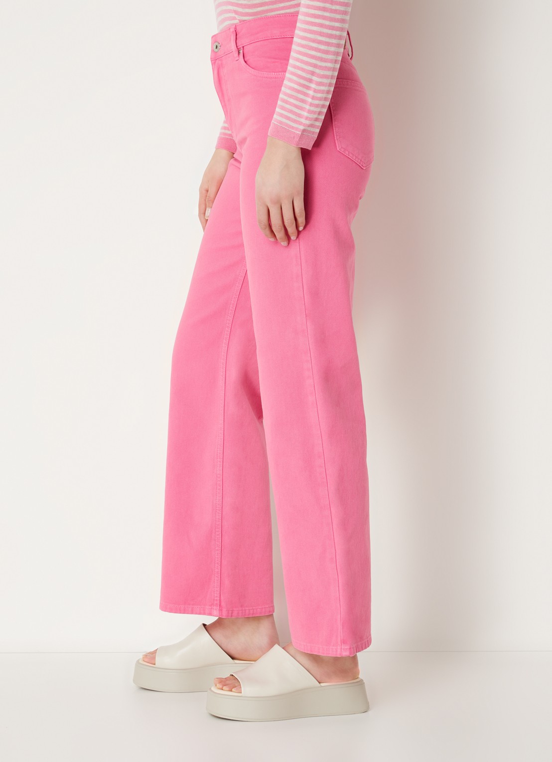 CINQUE High waist cropped wide leg jeans met gekleurde wassing  - detail 2 roze