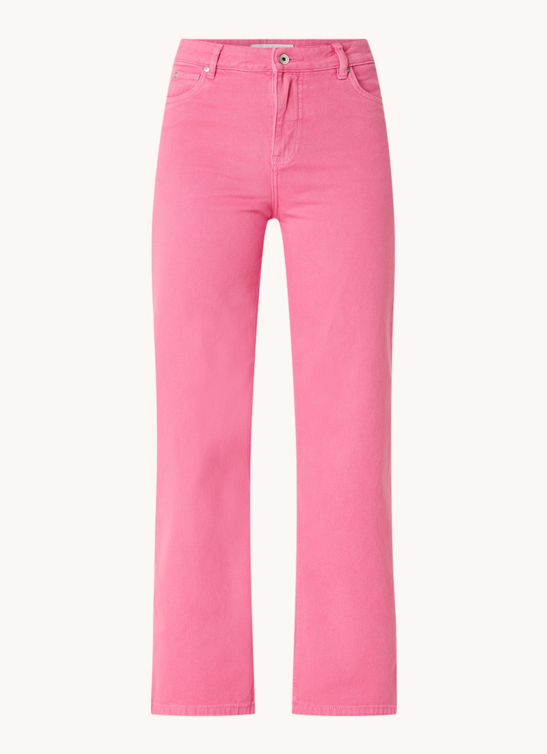 CINQUE High waist cropped wide leg jeans met gekleurde wassing  - voorkant 4 roze