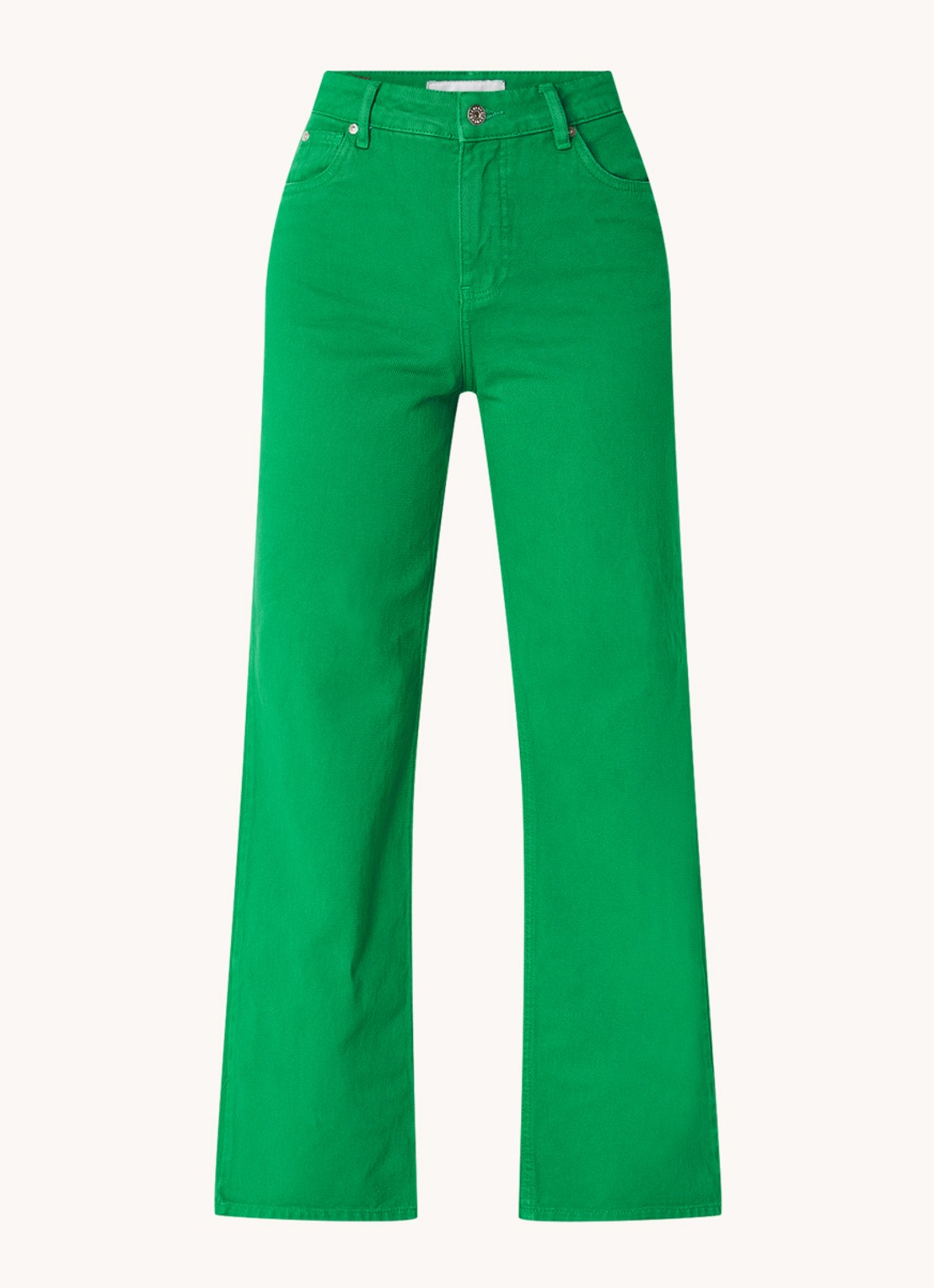 CINQUE High waist cropped wide leg jeans met gekleurde wassing  - voorkant 2 groen
