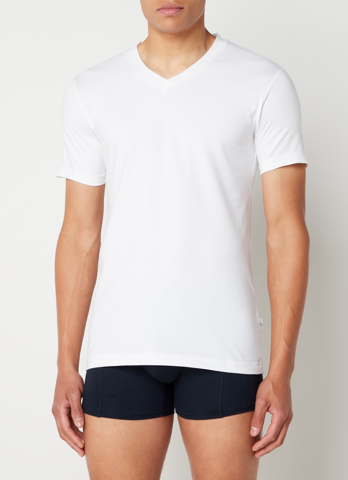 Claesen's 2-pack T-shirts met V-hals - detail wit