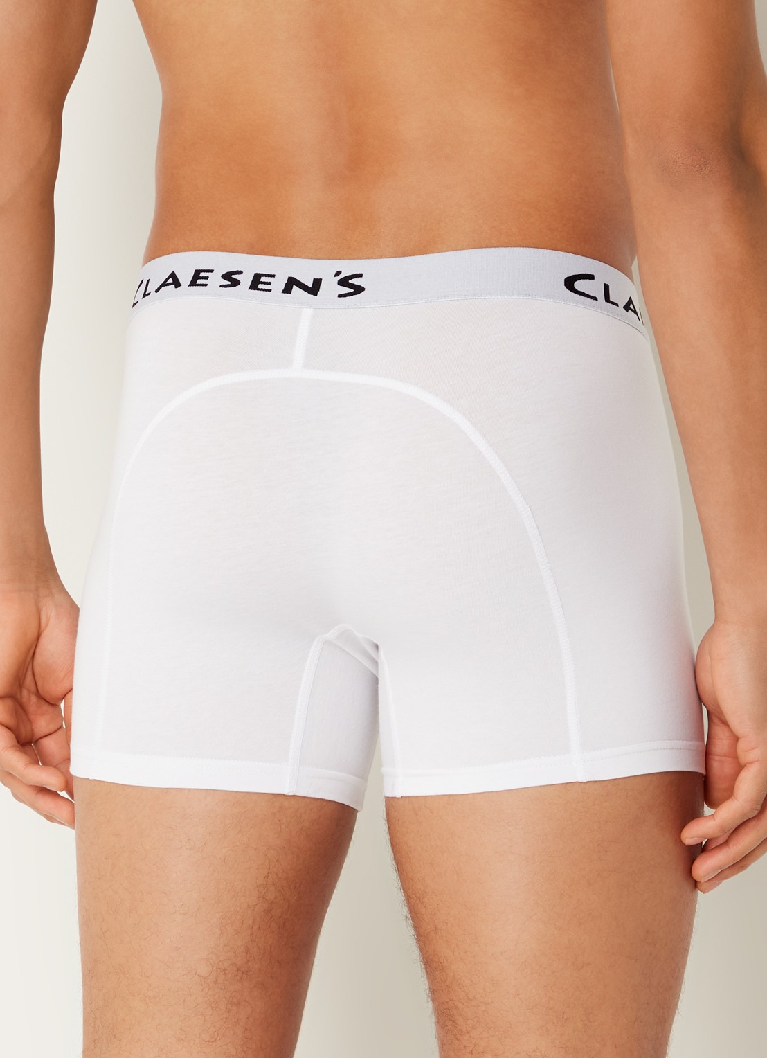 Claesen's Boston boxershorts met logoband in 3-pack - achterkant 2 wit