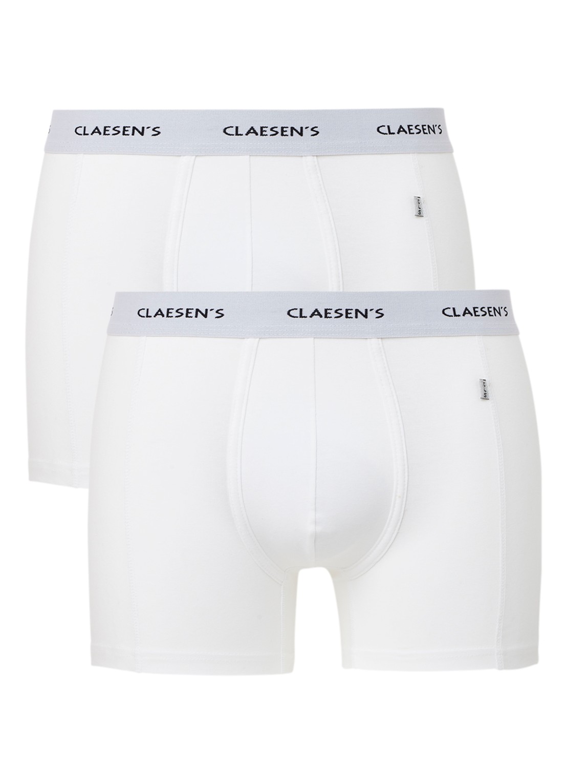 Claesen's Boxershorts met logoband in 2-pack - voorkant wit