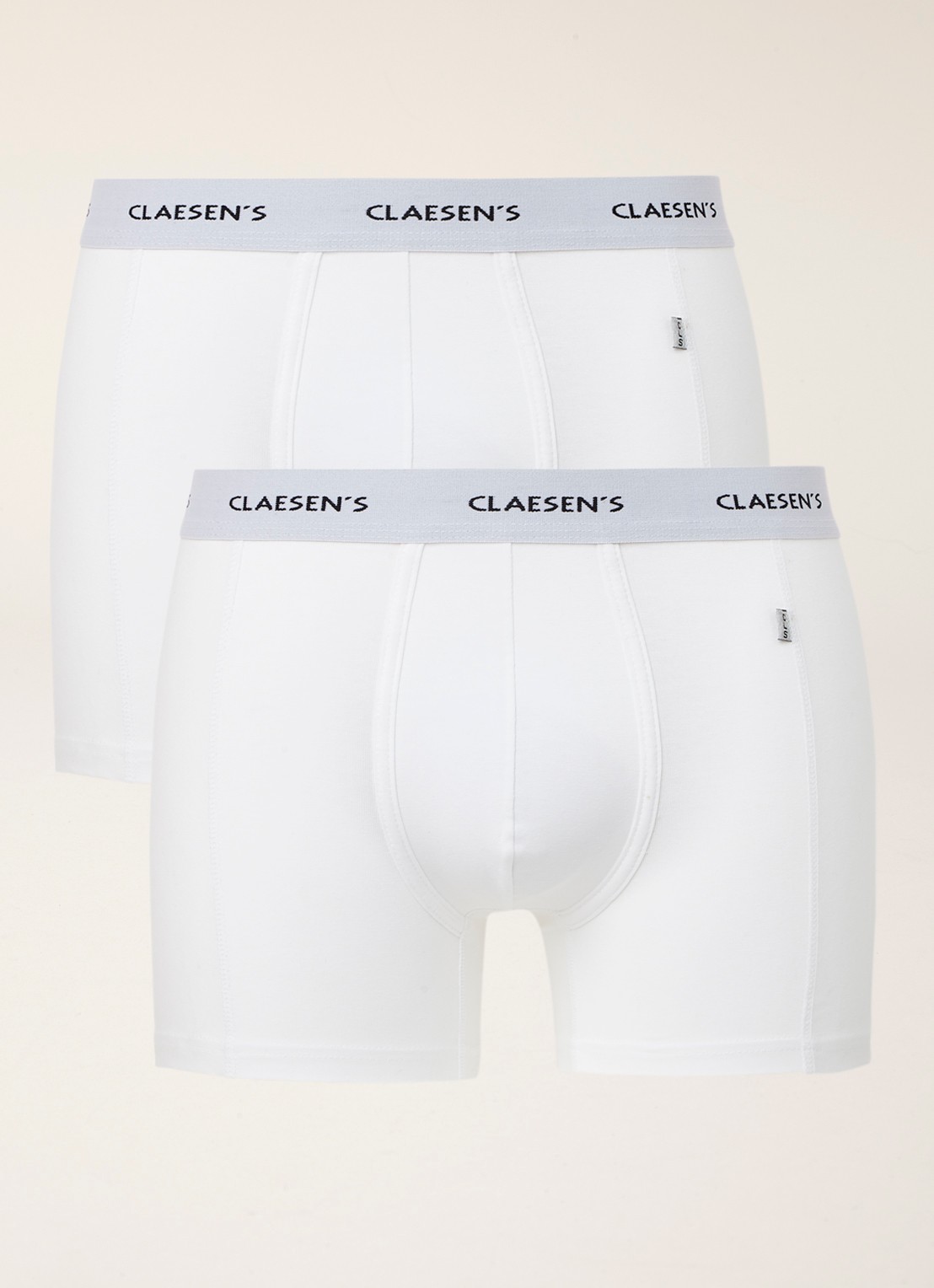 Claesen's Boxershorts met logoband in 2-pack - voorkant 2 wit