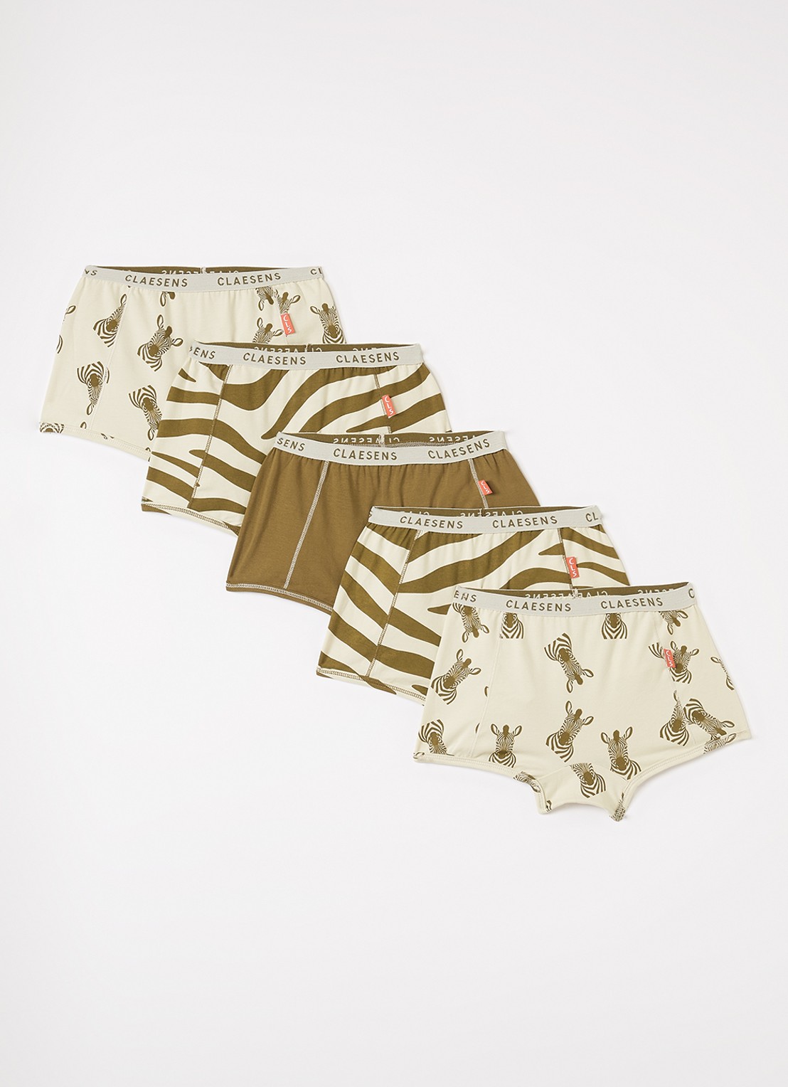 Claesens Boxer met print in 5-pack - voorkant mosgroen